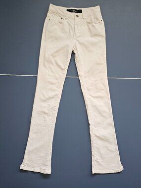 YAH White Jeans Women Low Rise Stretch Semi Slim Flare Hem Waist 23–24 Korea